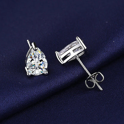 Waterdrop Solitaire Moissanite Stud Earring with Certificate 1-4CT Pear Cut Diamond Ear Studs S925 Silver Jewelry for Women Men