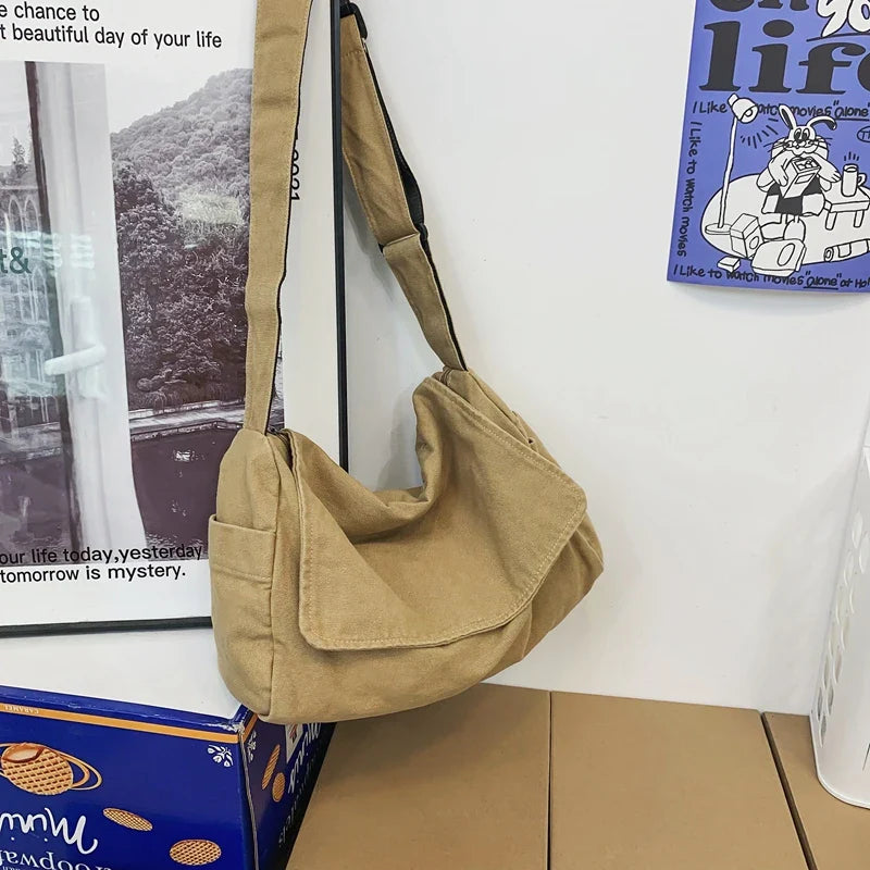 Women's Messenger Bag Vintage Handbag Canvas Teenager Shoulder Tote Bags Casual Handbag Crossbody Bag