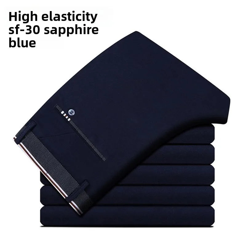 Slim Fit Mens Trousers 4-Way Stretch, Wrinkle Free Formal Office Pants, Breathable Thin Dress Pants for Business Travel Wedding
