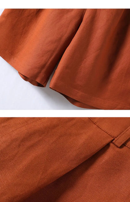 Cotton and Linen Shorts for Women Summer 2025 Loose High Waisted Wide Leg Pants Casual Versatile Solid Retro Straight Shorts