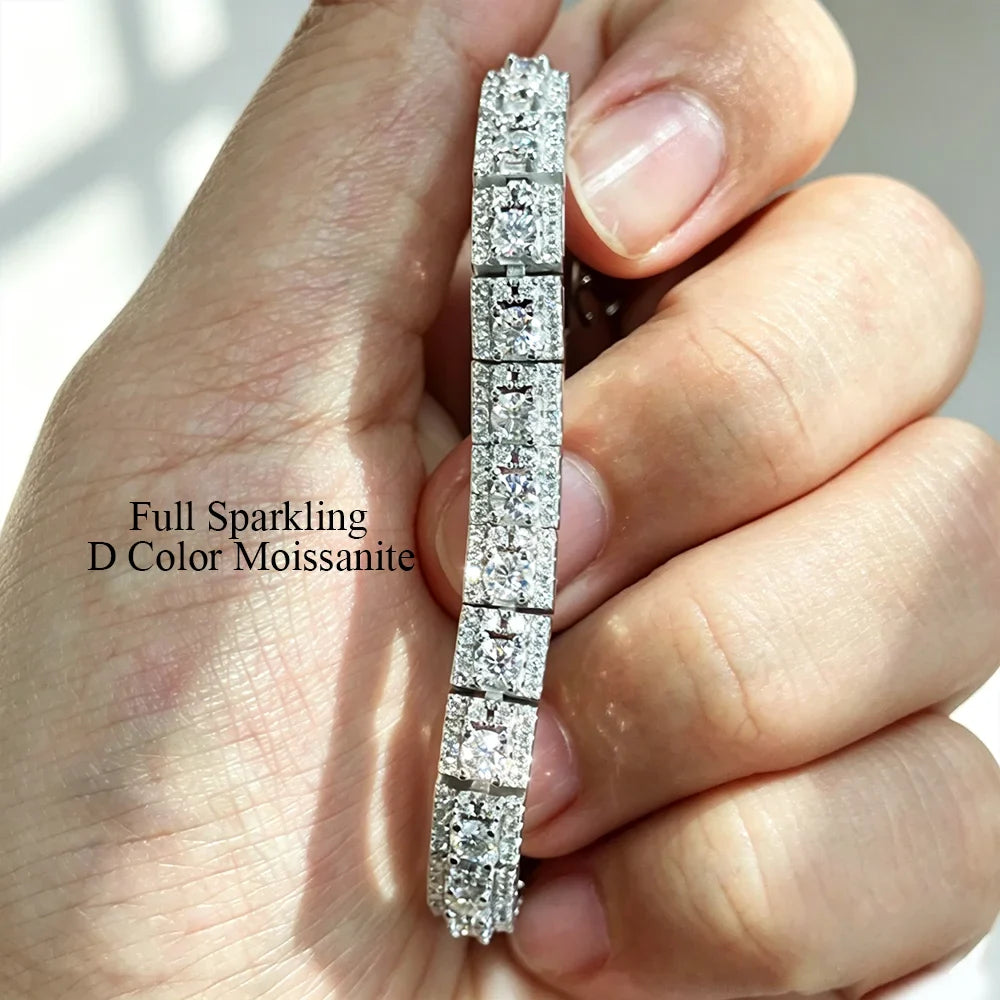 Luxury 3mm Full Moissanite Tennis Bracelet 100% S925 Silver D Color VVS1 Lab Diamond Chain Sparkling Fine Party Jewelry