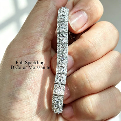 Luxury 3mm Full Moissanite Tennis Bracelet 100% S925 Silver D Color VVS1 Lab Diamond Chain Sparkling Fine Party Jewelry