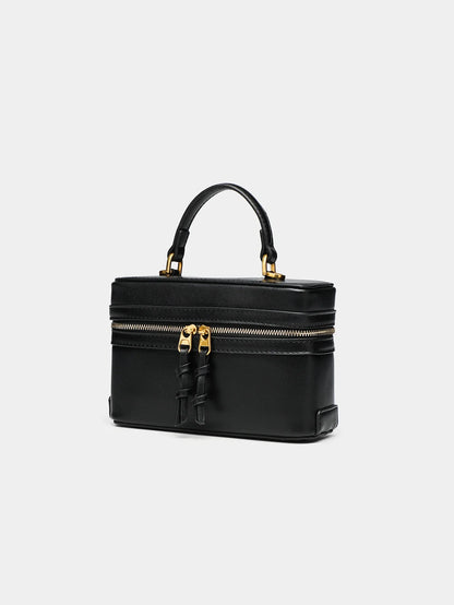 Fashionable versatile box bag brown one shoulder trendy hand-held hard fashionable small square bag