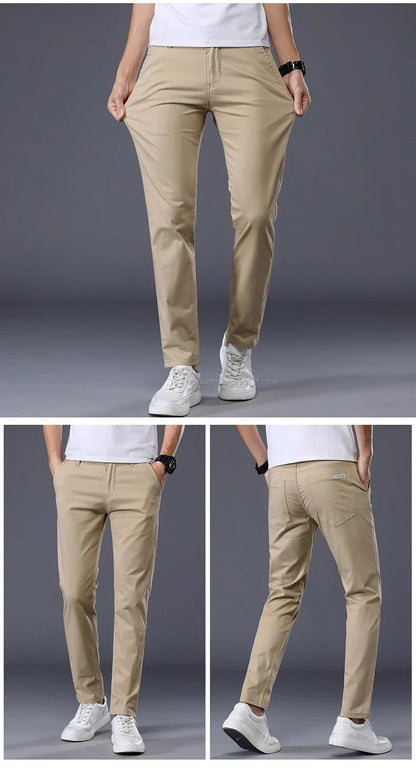 Thin Men's Pants Classic 7 Colors Summer New Casual Pant Business Fashion Stretch Cotton Slim Brand Male Trousers