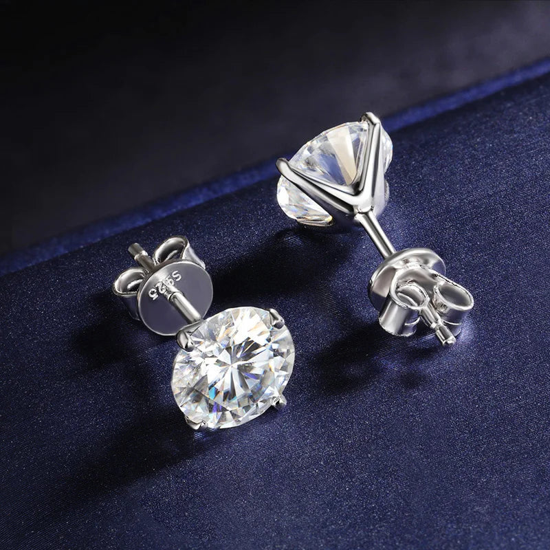 4 Prong 0.2-2CT Moissanite Stud Earrings D Color For Women Men S925 Silver Plated 18k Party Wedding Diamond Earring GRA
