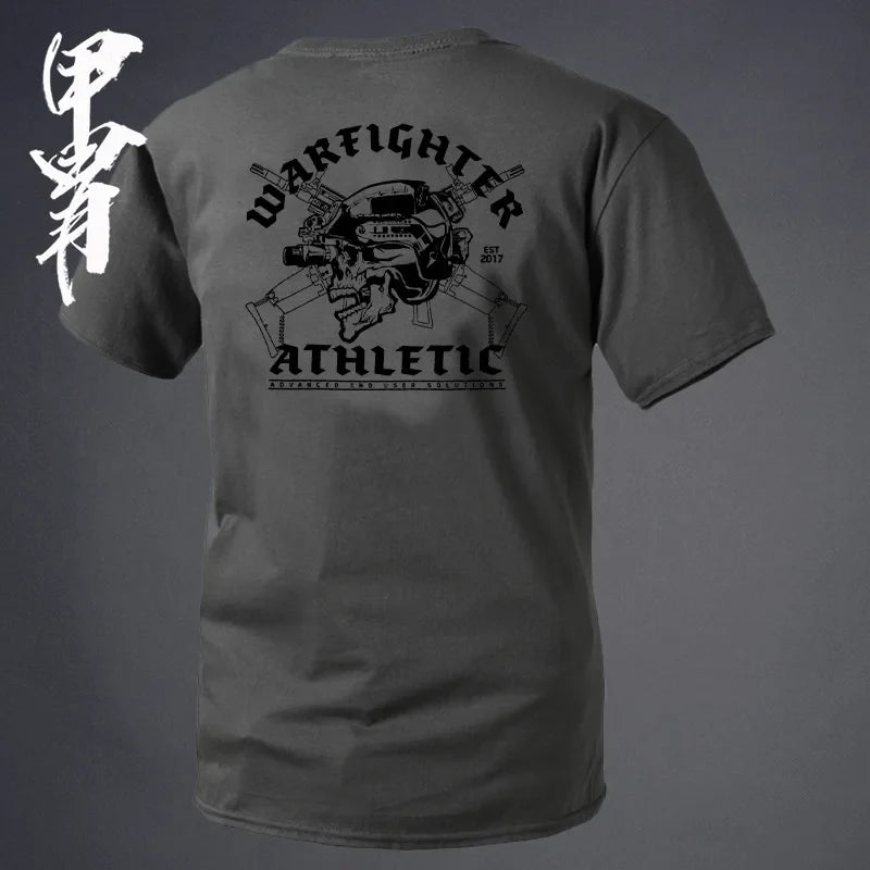 Summer Popular Men's and Women's Physical Training Combat T-shirt High-quality Cotton Military Fan Round Neck Short-sleeved Top