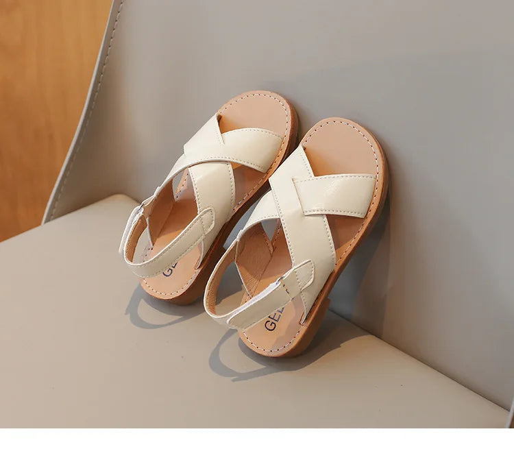 Size 21-35 Boys Girls Sandals 2026 Summer Children Beach Shoes Kids Fashion Cross-tied Anti-sliperry Soft Simple New Hot I10089
