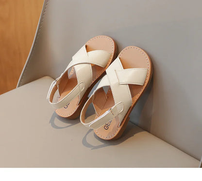 Size 21-35 Boys Girls Sandals 2026 Summer Children Beach Shoes Kids Fashion Cross-tied Anti-sliperry Soft Simple New Hot I10089