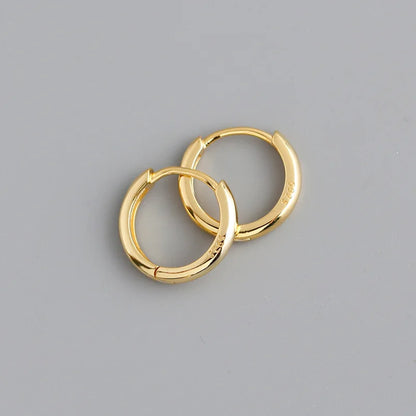 Real 925 Sterling Silver Minimalist Bohemian Round Ear Buckle for Women Punk Unisex Rock Hoop Earring Jewelry Accessories