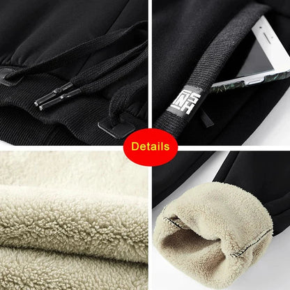 Winter Men's Sweatpants Thick Warm Fleece Joggers Sportswear Zip Pockets Cotton Casual Track Pants Plus Size 6XL 7XL 8XL