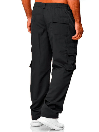 Men's Cargo Trousers Casual Multi-pocket Loose Straight Trousers Stretch-waist Spring Autumn Street Outdoor Sports Fitness Pants