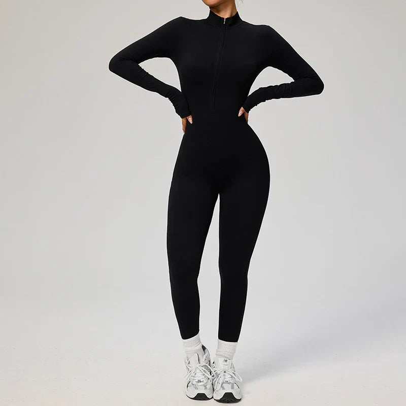 Zipper Jumpsuit Women Quick Dry Clothing Sportswear Woman Gym Yoga Sport Sets Spandex Nylon Workout Sets Women Tracksuit