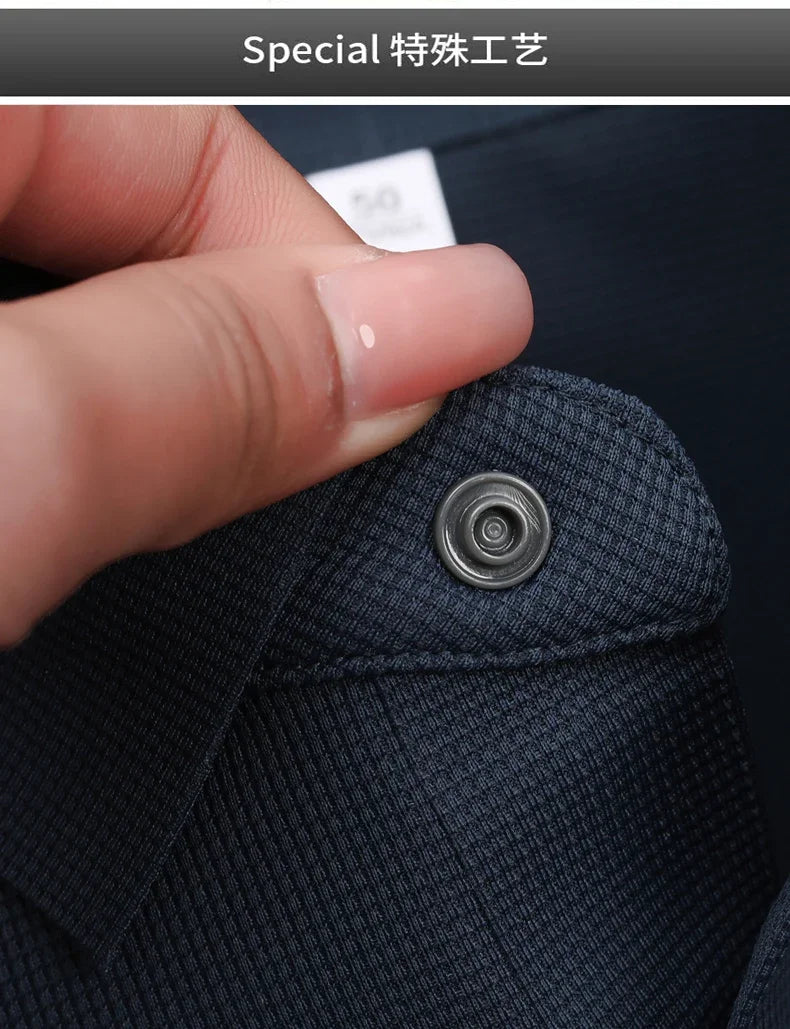 Men's Seamless Knit Polo Shirt - Summer Short Sleeve, Stretch Polyamide Spandex Blend Business Casual T-shirt