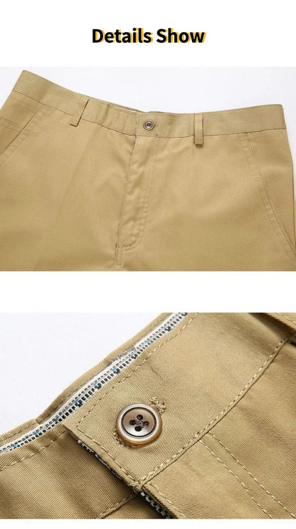 Summer Thin Pants Men's 100% Cotton Autumn Thick Trousers Fashion Brand Cargo Pants Smart Casual Solid Khaki Gray Suit Pant