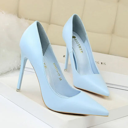 Plus Size 34-43 Woman Classic Concise 7.5cm 10.5cm High Heels Lady Elegant Colorful Pumps Scarpins Yellow Mid Low Heels Shoes