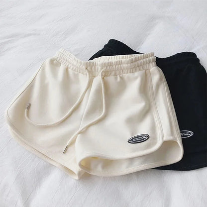 Women Casual Drawstring Sports Shorts Summer Thin High Waist Yoga A-line Shorts Loose Women Running Straight Trousers