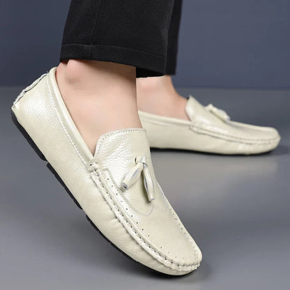 Sapatos Masculinos Loafers Confortáveis Slip-on Mocassins para Dirigir Calçados Masculinos Marca Marrom de Couro Sapatilhas Casuais para Homens