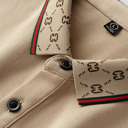 2025 New Summer Men's Business Leisure High end Fashion Boutique Embroidery Original Design Top Short sleeved Polo Shirt