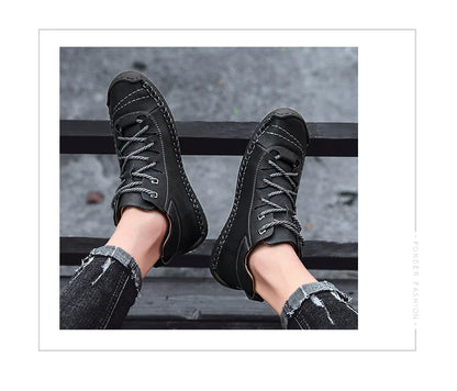 Men's Shoes Leather Unisex Walking Shoes Women Hand Stitching Outdoor Stitched Men Casual Boots