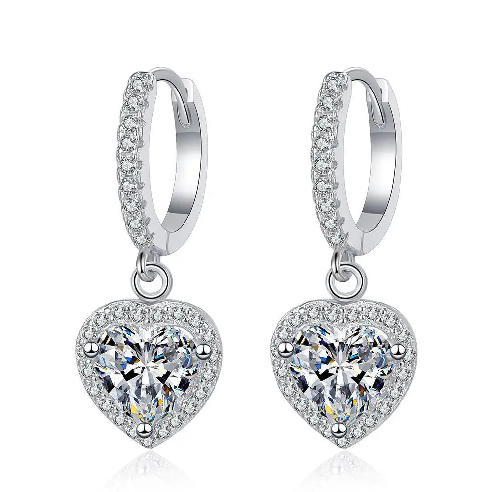 1carat Waterdrop Moissanite Hoop Earrings for Women D Color Pear/Heart/Oval Cut Halo Diamond Earring 925 Sterling Silver Jewelry