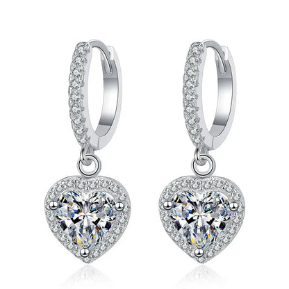 1carat Waterdrop Moissanite Hoop Earrings for Women D Color Pear/Heart/Oval Cut Halo Diamond Earring 925 Sterling Silver Jewelry