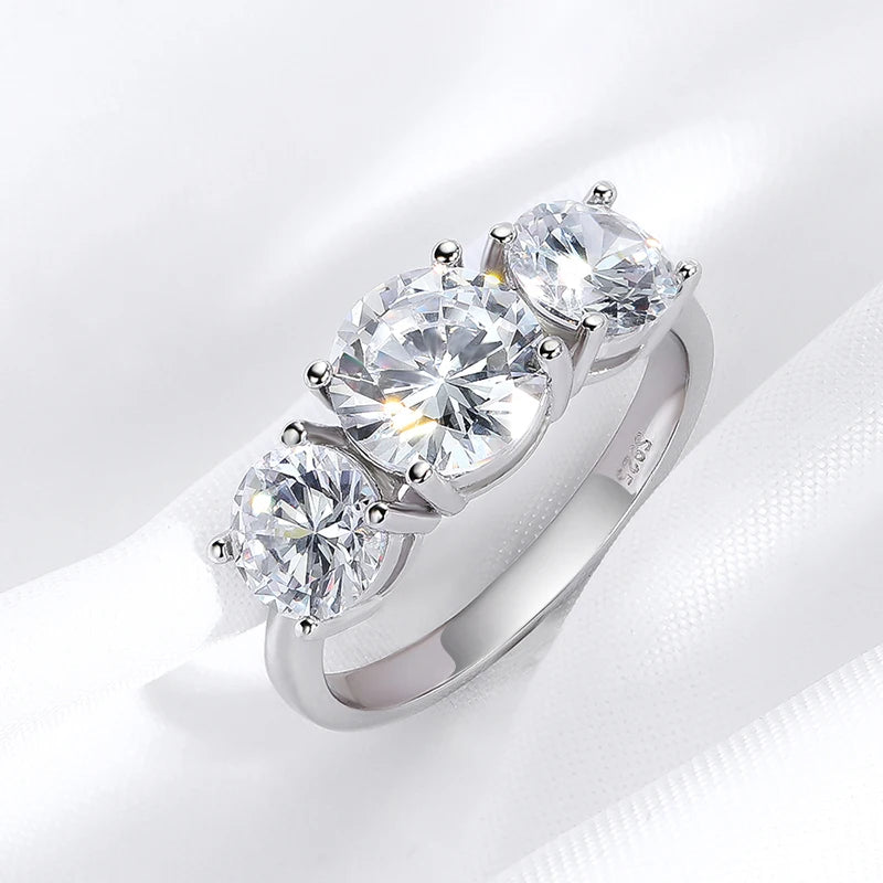 White Gold 4/2CT Moissanite Ring for Women Sparkling Lab Grown Diamond Wedding Band S925 Solid Silver Jewelry Wholesale