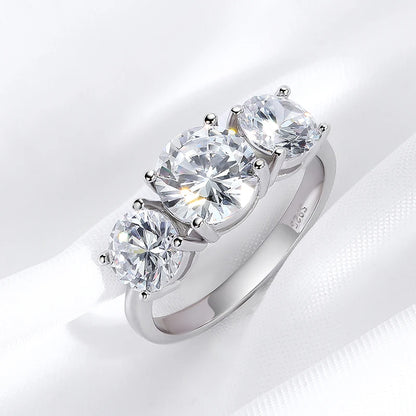 White Gold 4/2CT Moissanite Ring for Women Sparkling Lab Grown Diamond Wedding Band S925 Solid Silver Jewelry Wholesale