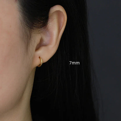 925 Sterling Silver Minimalist Glossy Circle Hoop Earrings for Women Fashion Simple Ear Bone Piercing Jewelry Accessories