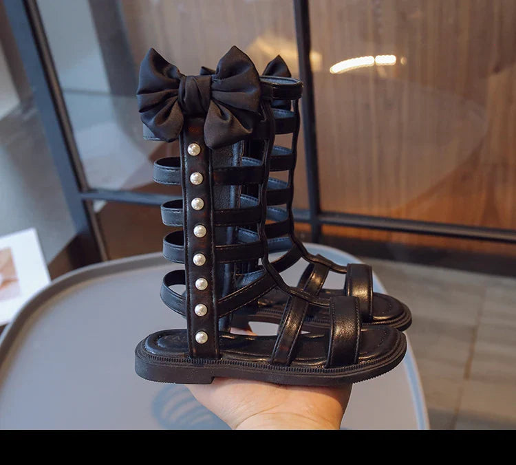 Gladiator Children's Shoes 2026 New Summer Platform Sandals for Girls Princess High-top Side Zipper Roman Sandals Child I03195