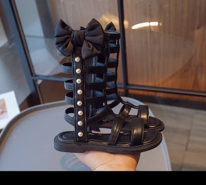 Gladiator Children's Shoes 2026 New Summer Platform Sandals for Girls Princess High-top Side Zipper Roman Sandals Child I03195