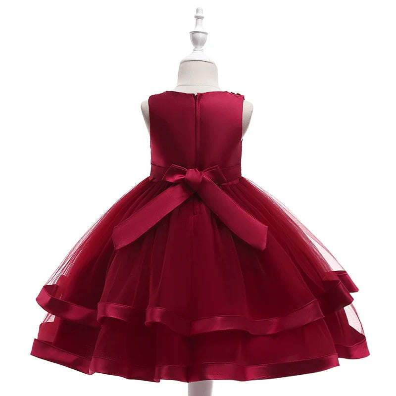 Summer Beading Girl Party Dress Christmas Costume Gala Bow Wedding Birthday Princess Dresses for Girls Baptism Prom Gown Vestido
