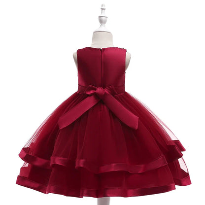 Summer Beading Girl Party Dress Christmas Costume Gala Bow Wedding Birthday Princess Dresses for Girls Baptism Prom Gown Vestido