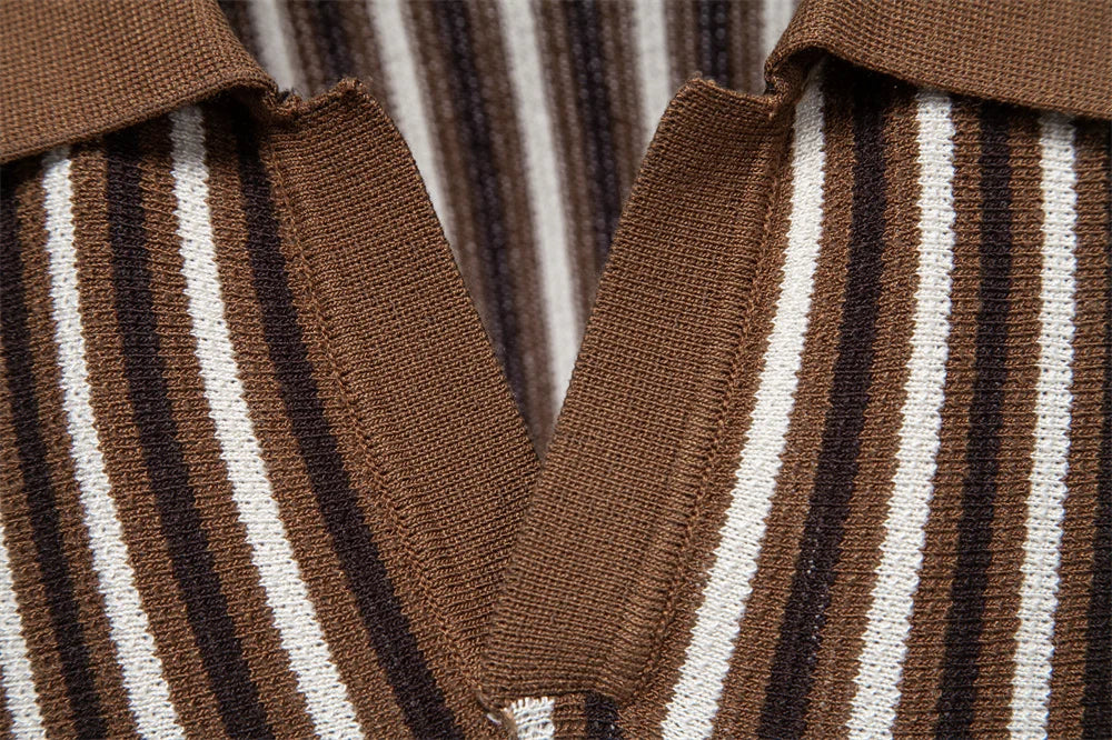 Summer Men's Polo Shirts 2026 Stripe Design Ice Silk Short Sleeve Cool Touch Breathable Casual Outdoor Polo Shirt for Men