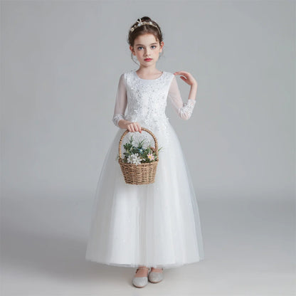 Princess Dress Girls' Pengpeng Yarn Spring/Summer New Long Sleeve Fashionable Children's Performance