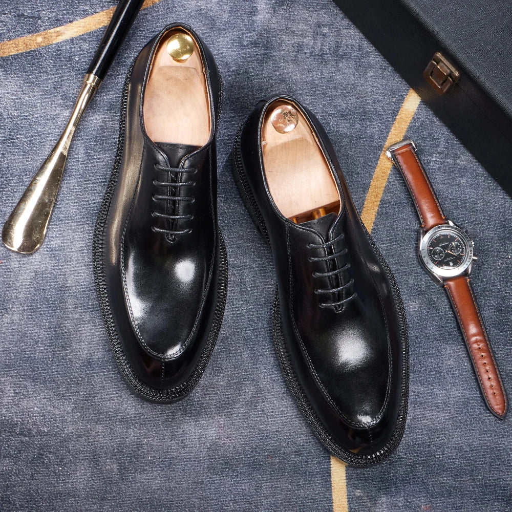 Elegant genuine leather British style toe shoes, men's shoes with carved red soles, business shoes, men's formal wedding dresses