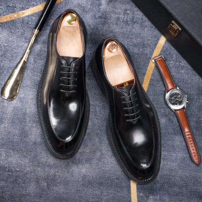 Elegant genuine leather British style toe shoes, men's shoes with carved red soles, business shoes, men's formal wedding dresses