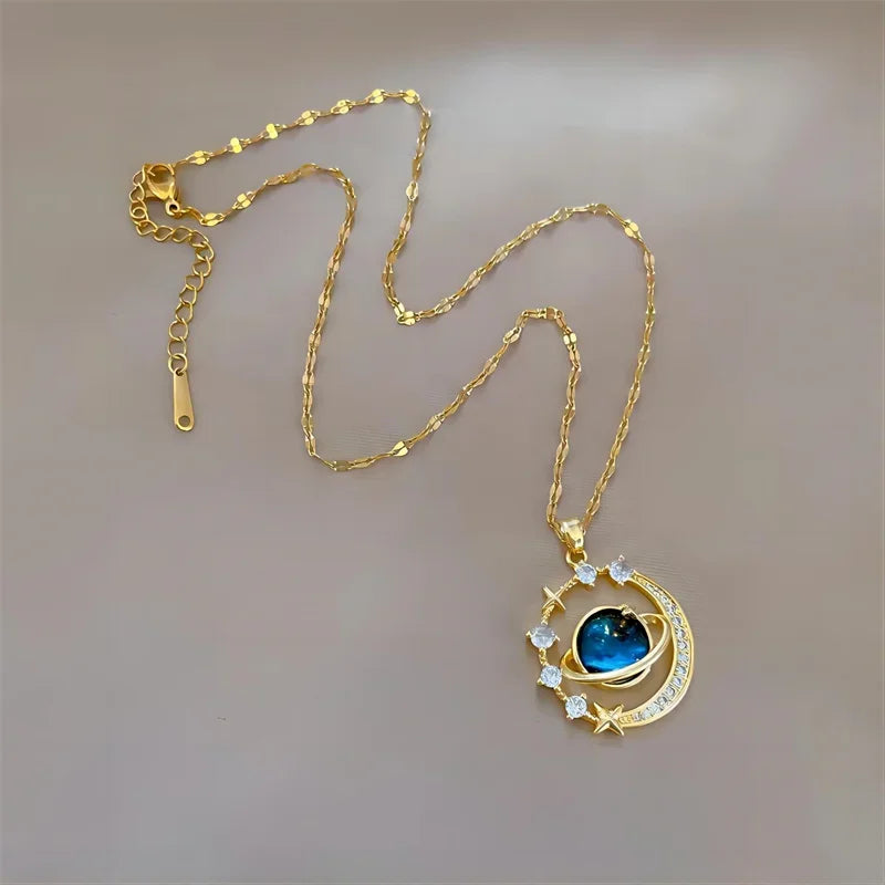 Collares Para Mujer Delicate and Beautiful Starry Pendant Necklace With Micro-Inlaid Zirconium Luxury Pendants Кулон