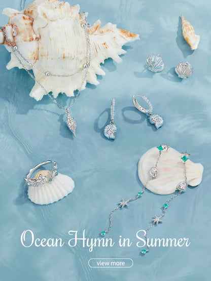925 Sterling Silver Blue Seashell Link Chain Bracelets for Women Ocean Series Jewelry Gift BSB176