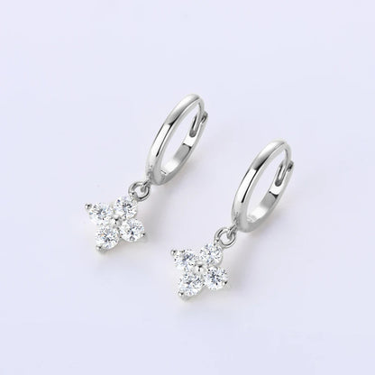 Moissanite Necklace Bracelet Earring 925 Sterling Silver Four Leaf Flower Pendant Moissanites Jewelry Set For Wedding Gift