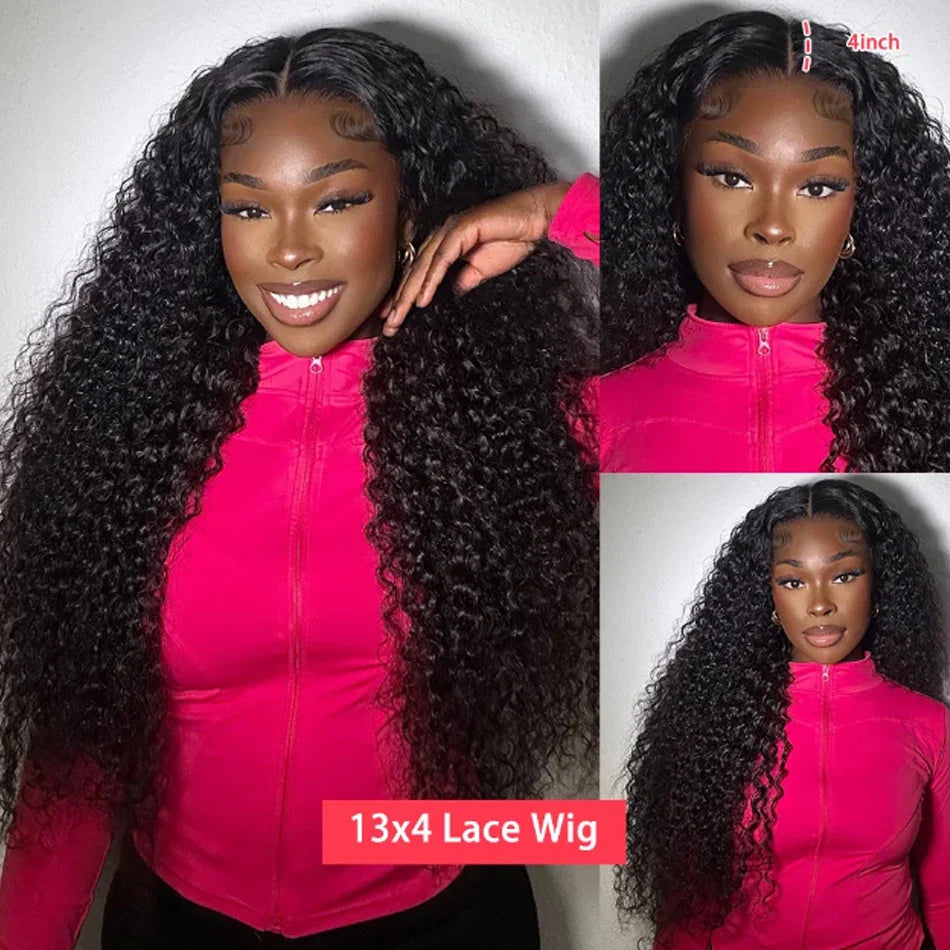 Human Hair 13x6 HD Kinky Curly Lace Frontal Wigs Deep Curls Brazilian 13X4 Closure Wear And Go Wigs Isee Glueless Ready To Wear
