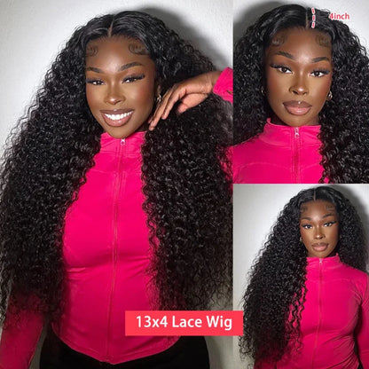 Human Hair 13x6 HD Kinky Curly Lace Frontal Wigs Deep Curls Brazilian 13X4 Closure Wear And Go Wigs Isee Glueless Ready To Wear