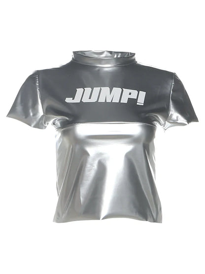Summer New Trend T-Shirts Women Letter Print Reflection Design Short Sleeve Hot Girls High Street Style Crop Tops