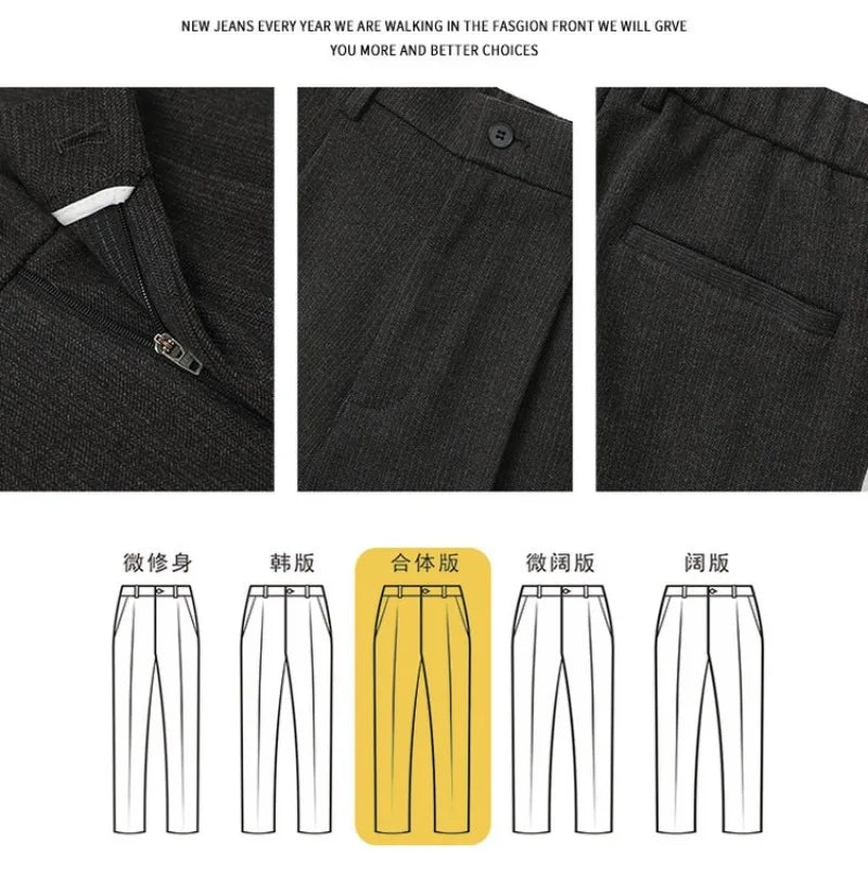 Men's Casual Straight-Leg Wool Trousers - American Style Commuting Pants Perfect for Fall/Winter 28-38