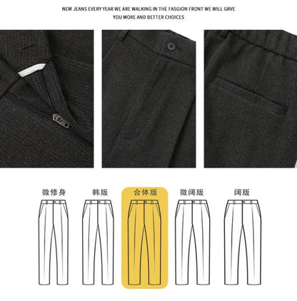 Men's Casual Straight-Leg Wool Trousers - American Style Commuting Pants Perfect for Fall/Winter 28-38