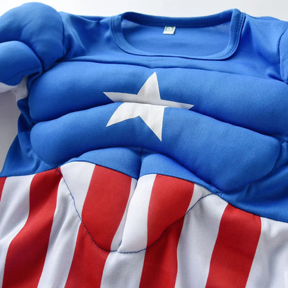 Hero Hulk Captain America Cosplay Costume Boy Kids Clothes Spiderman Muscle Suit Halloween Carnival Birthday Party