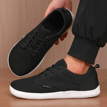 Sapatos Masculinos Tênis Bico Largo Descalço Casual Ampla Forma Moda Lona Preto Sapatos De Prancha Plana Malha Respirável Sapatos Masculinos