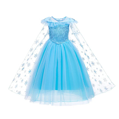 Girls Elsa Dresses Costume Clothes Kid Cosplay Princess Dress Snow Queen Vestido Children Birthday Parti Sukienki