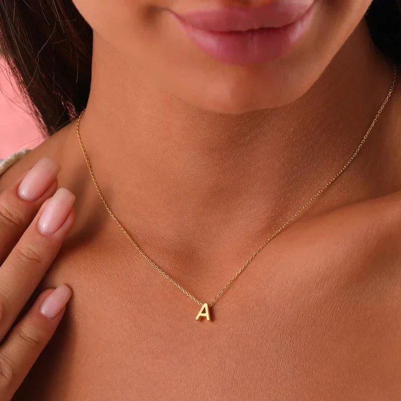Stainless steel letters initial pendant necklace diy name Simulated pearls Bead Necklaces for Women Pearl Woman's Choker jewelry