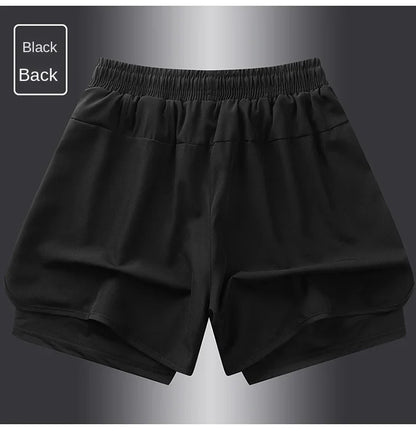 Fake two pieces of summer sports shorts, men's and women's quick drying three point running training itness lining American b