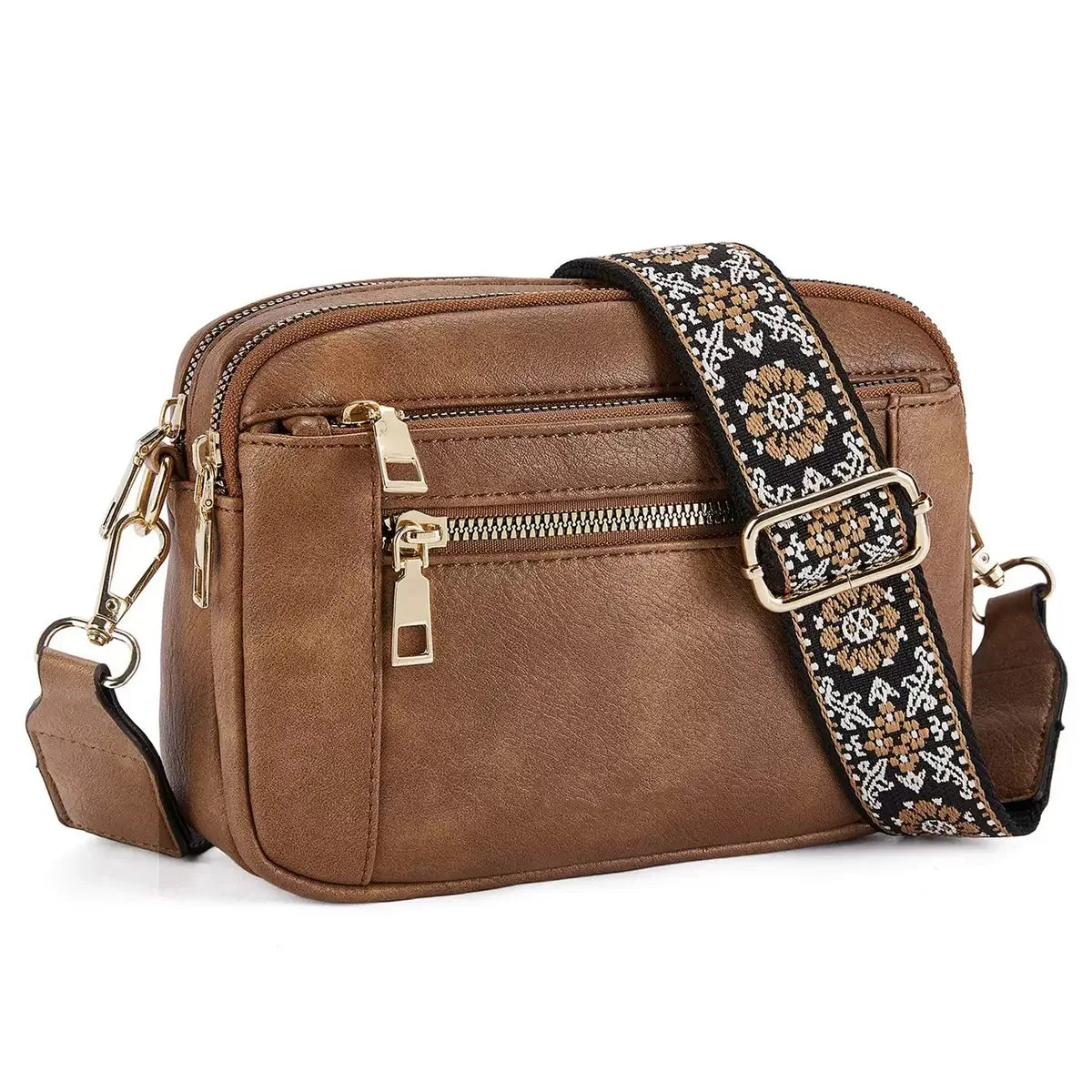 Ladies' Small Square Bag Two-tone Leather Crossbody Bag Large-capacity PU Crossbody Wallet Multi-functional Small Square Bag